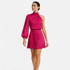 SauvoireParis | Robe de Soirée Femme Asymétrique Satinée – Coupe Fluide et Élégante