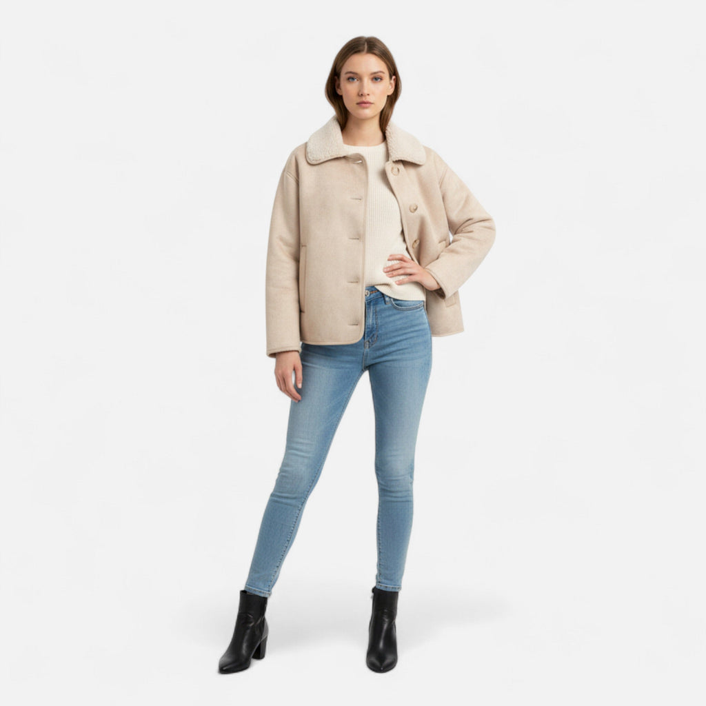 Sauvoire | Courte veste de luxe en shearling pour femme
