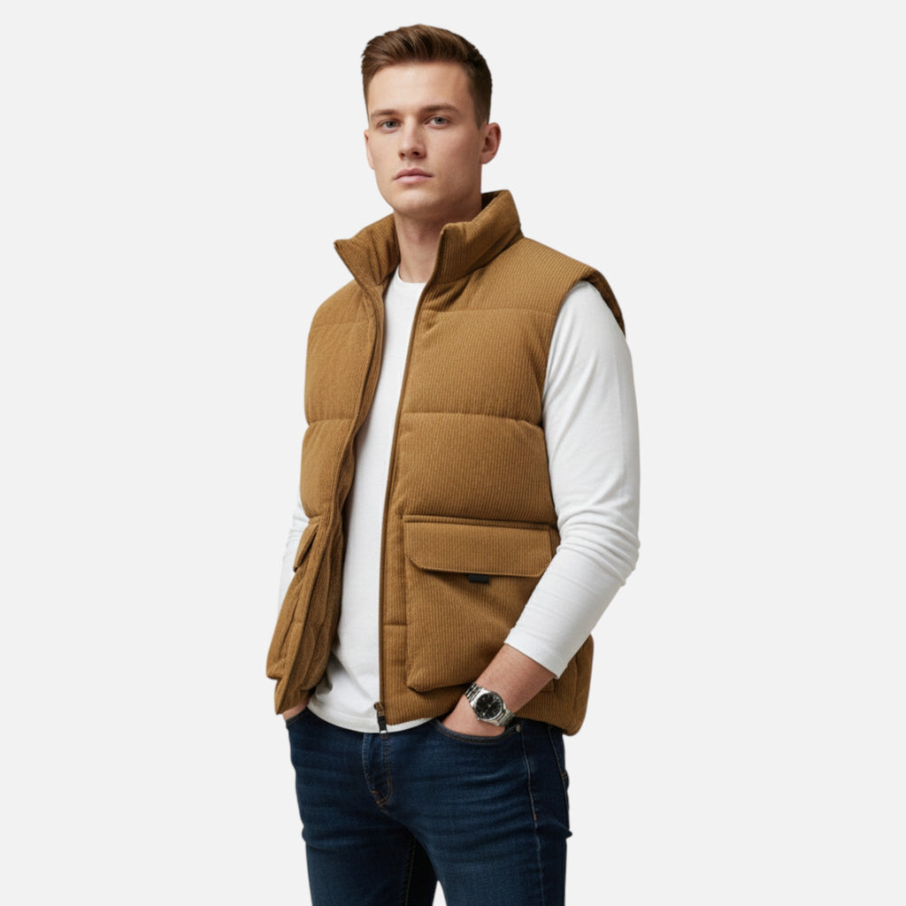 Sauvoire | Heren winter bodywarmer – gevoerd fleece vest met opstaande kraag