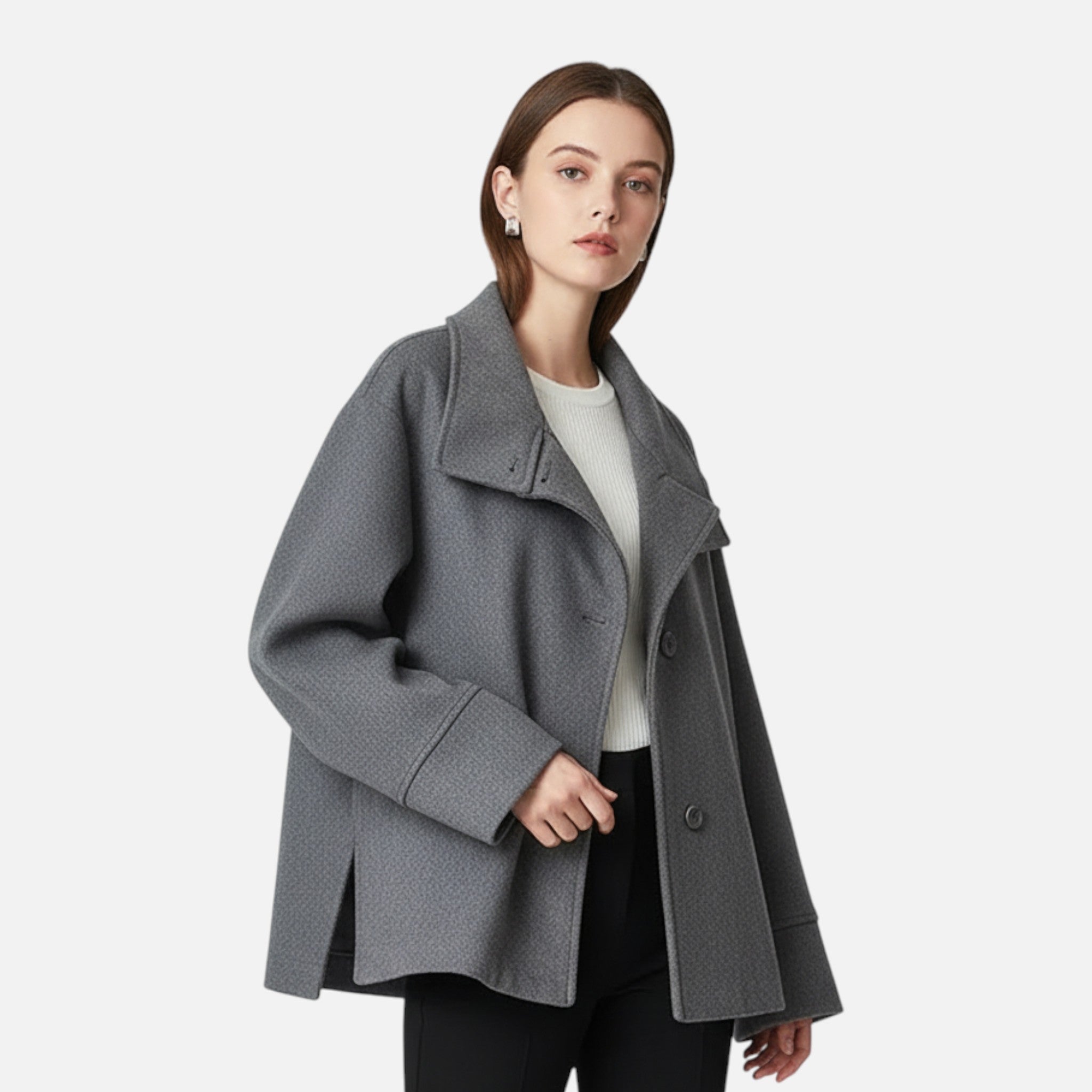 Sauvoire | Manteau femme Col Mao Laine Héritage