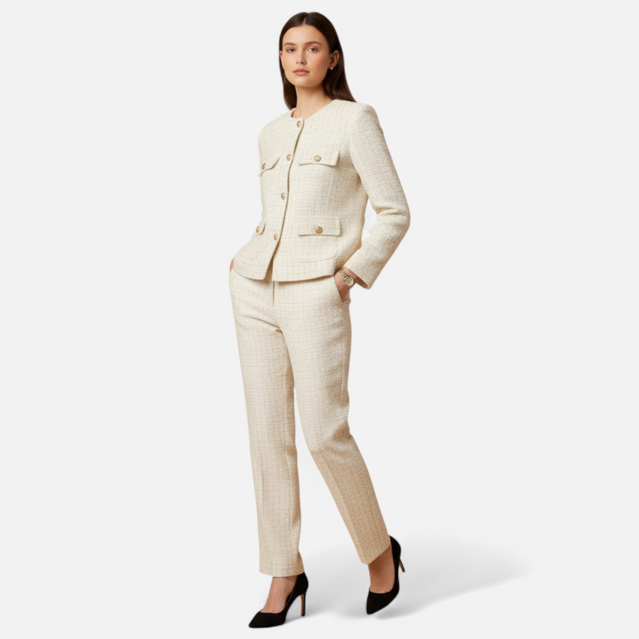 Sauvoire | Blazer Femme en Tweed Ceinturé – Élégance Intemporelle