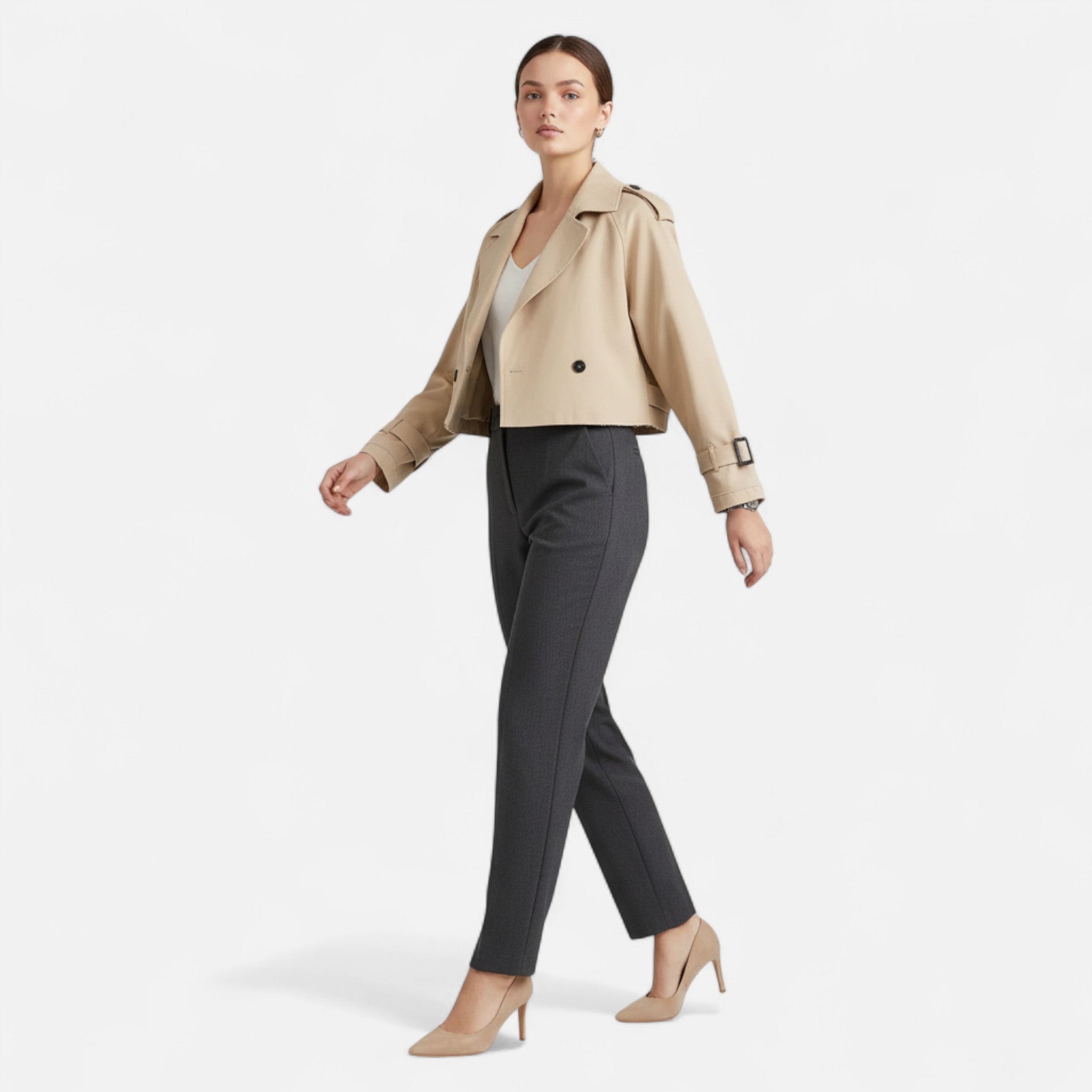 Sauvoire | Trench Court Femme – Élégance Contemporaine