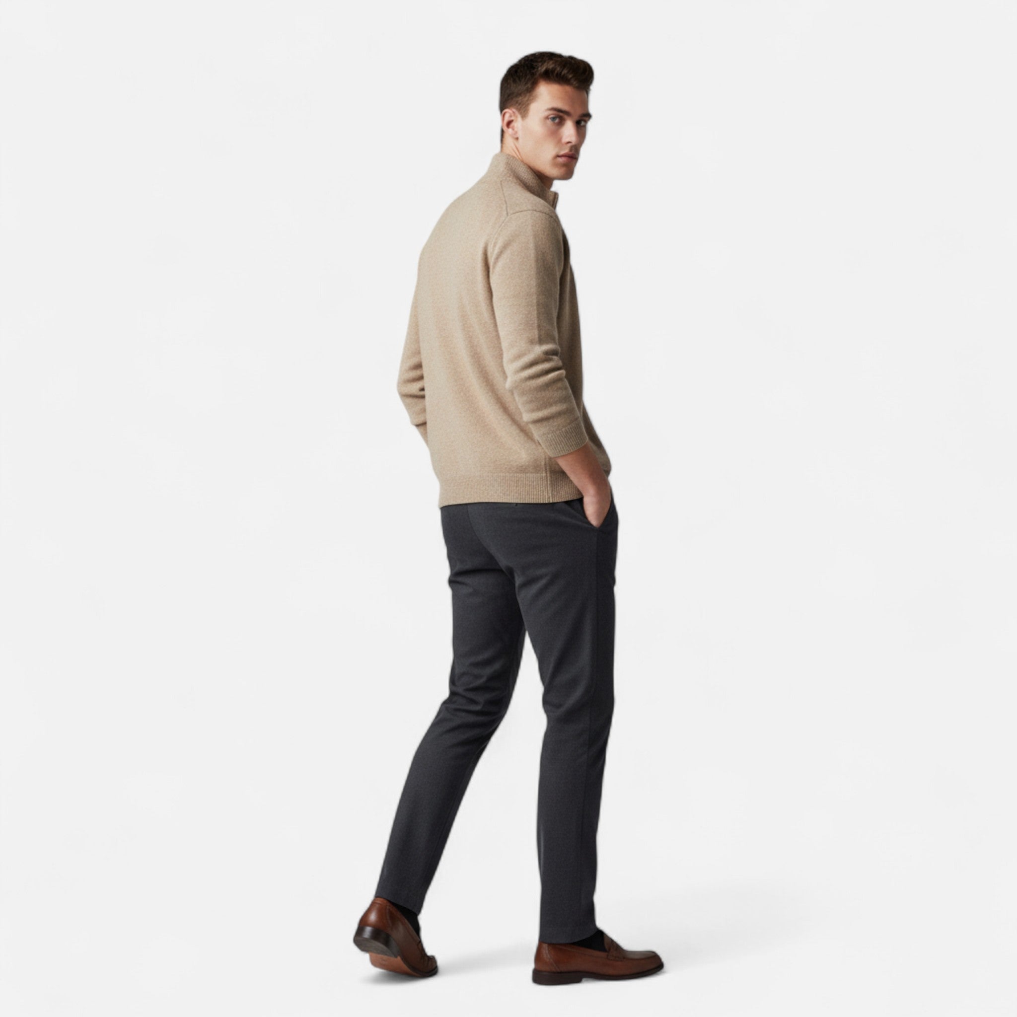 Sauvoire | Gilet Zippé Homme en Laine Mérinos – Col Montant