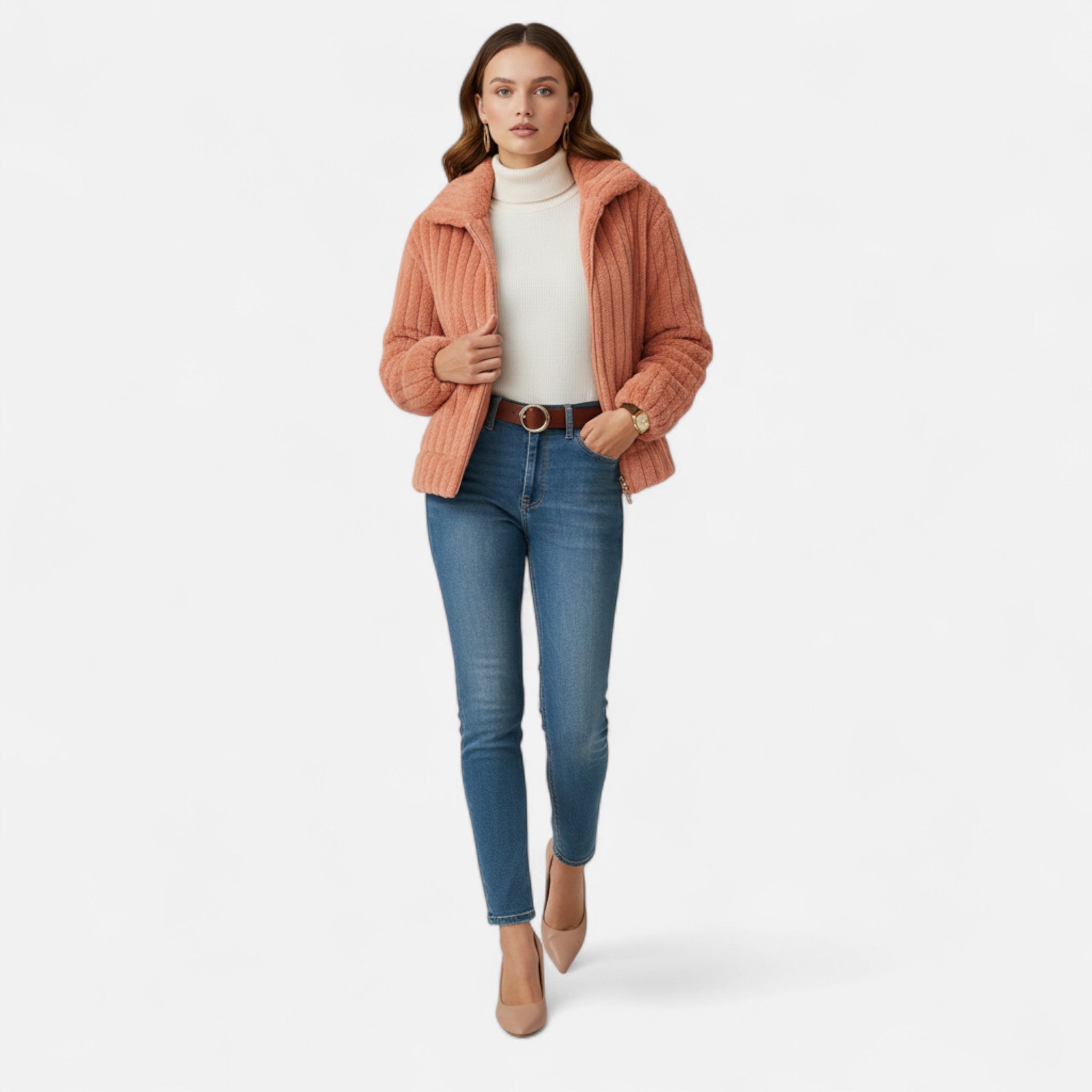 Sauvoire | Gilet Long Femme en Polaire – Col Montant Élégant