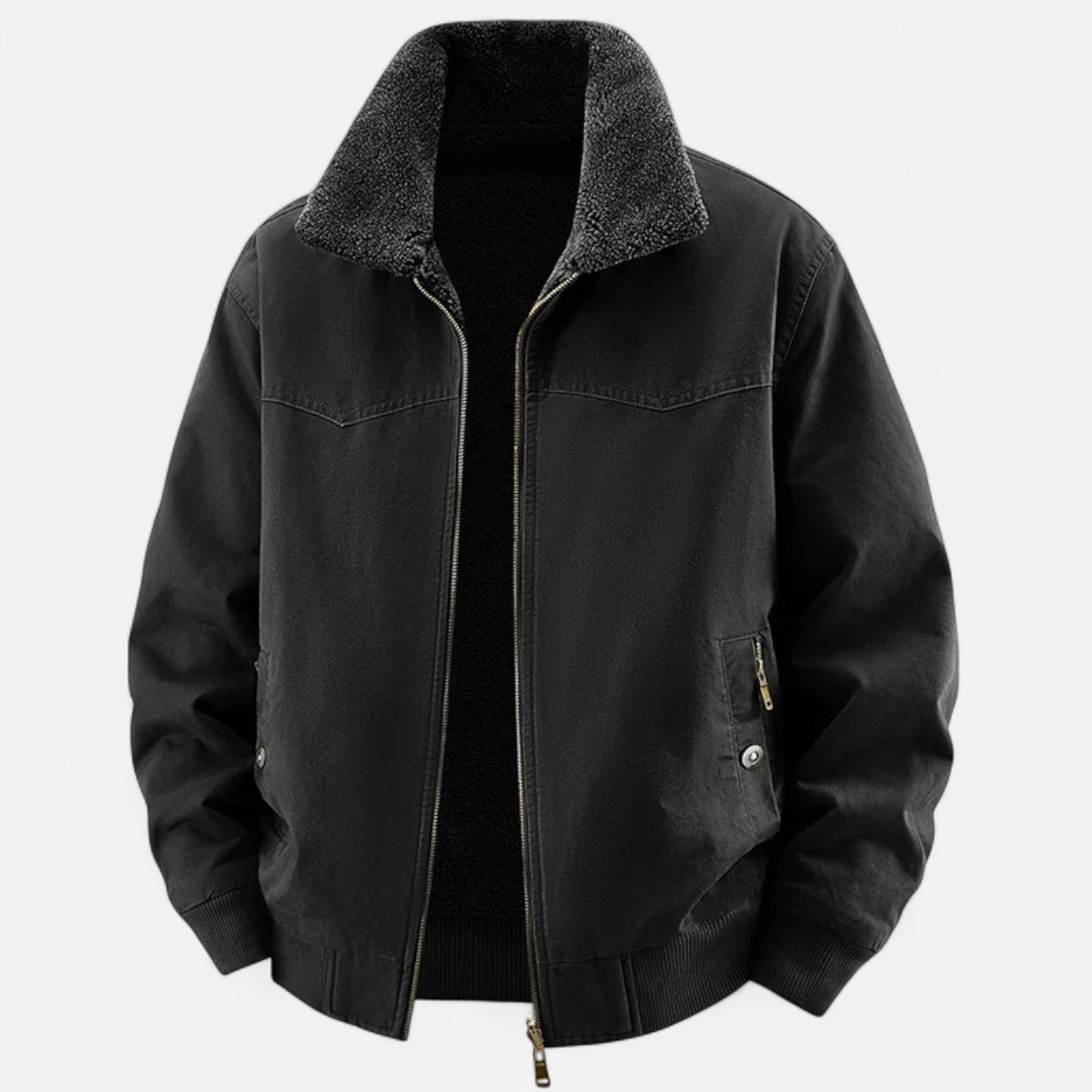 Sauvoire | Casual heren winterjas – katoenen bomberjack met bontkraag