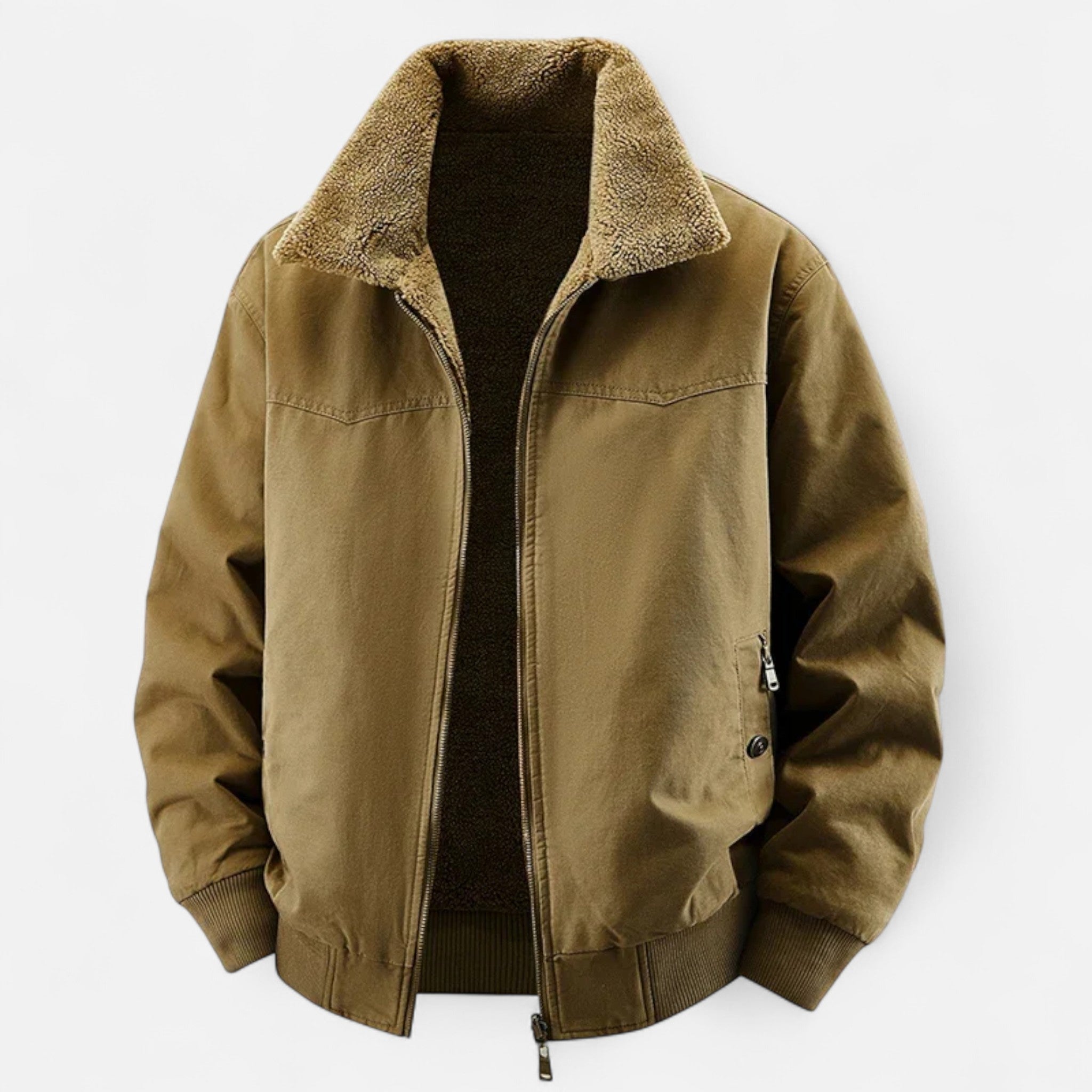 Sauvoire | Casual heren winterjas – katoenen bomberjack met bontkraag