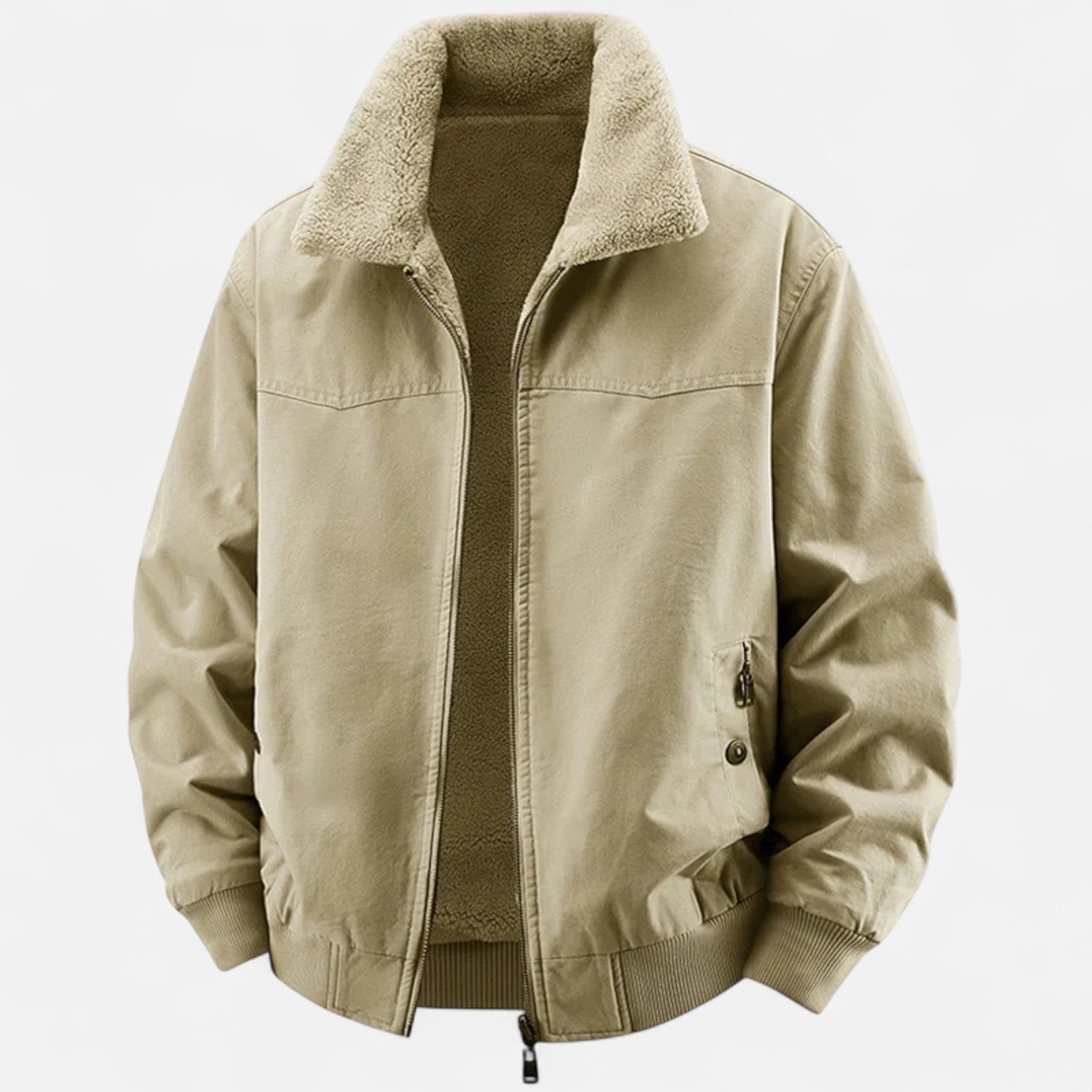 Sauvoire | Casual heren winterjas – katoenen bomberjack met bontkraag