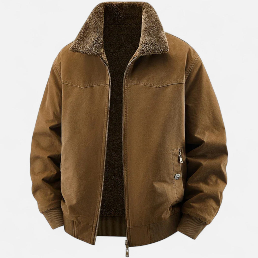 Sauvoire | Casual heren winterjas – katoenen bomberjack met bontkraag