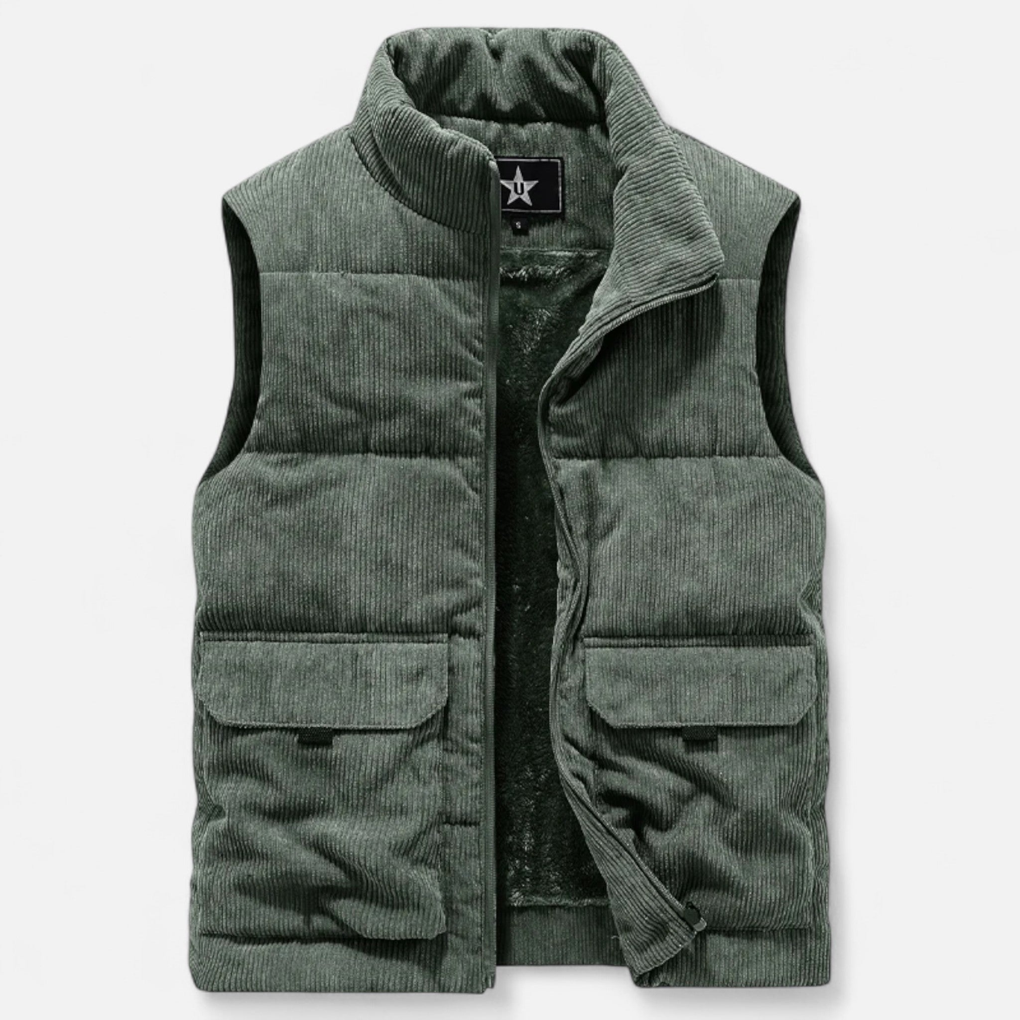 Sauvoire | Heren winter bodywarmer – gevoerd fleece vest met opstaande kraag
