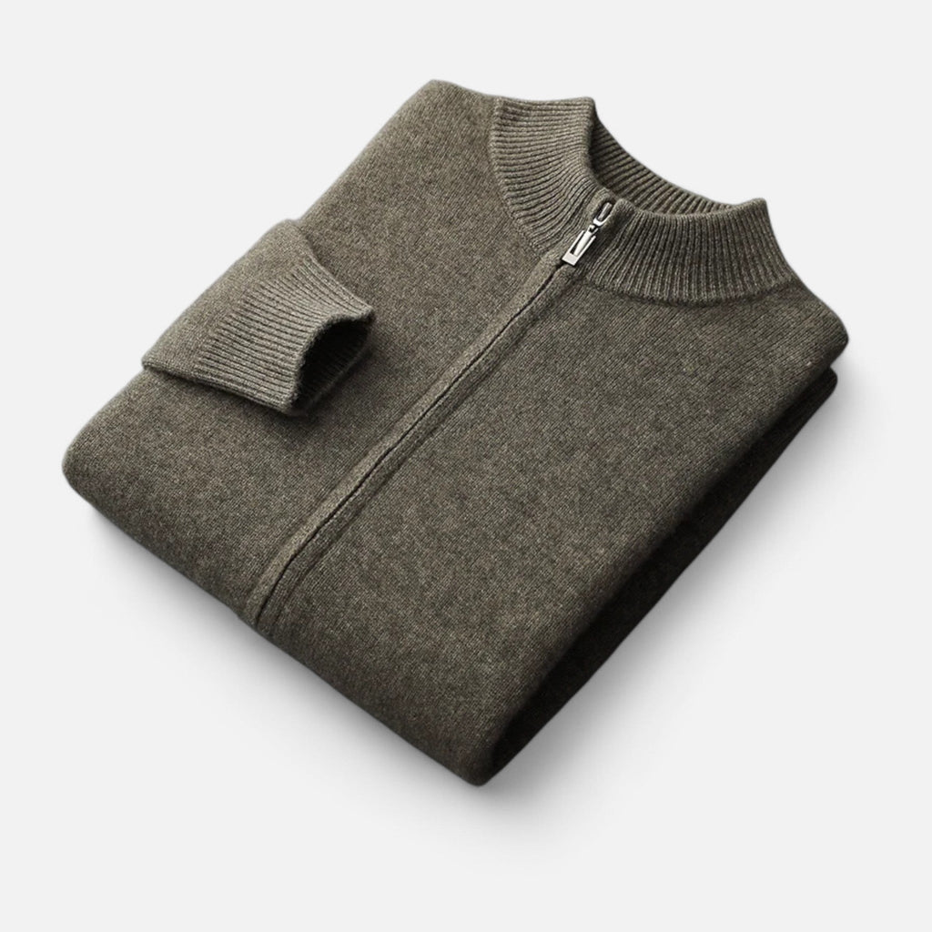 Sauvoire | Gilet Zippé Homme en Laine Mérinos – Col Montant