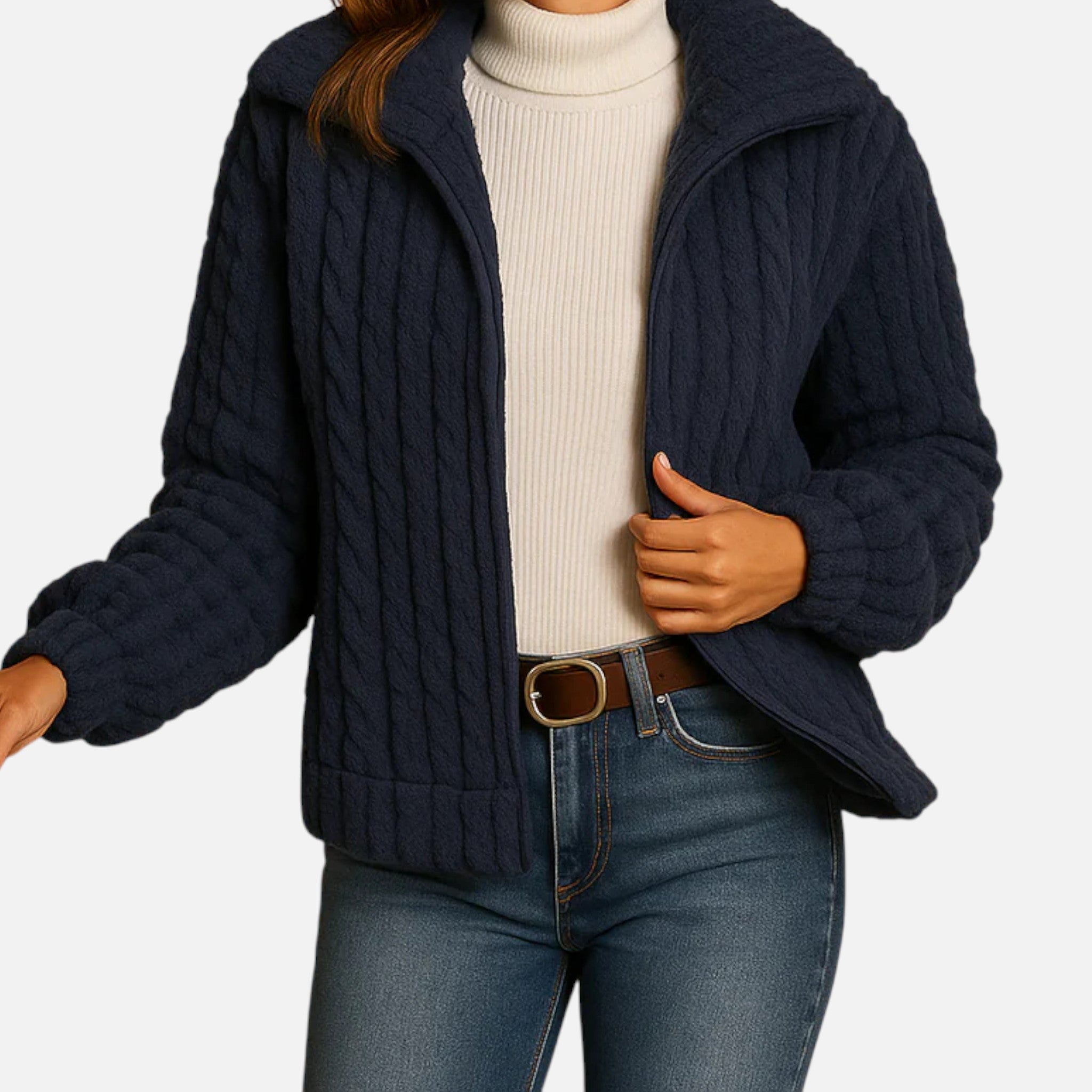 Sauvoire | Gilet Long Femme en Polaire – Col Montant Élégant