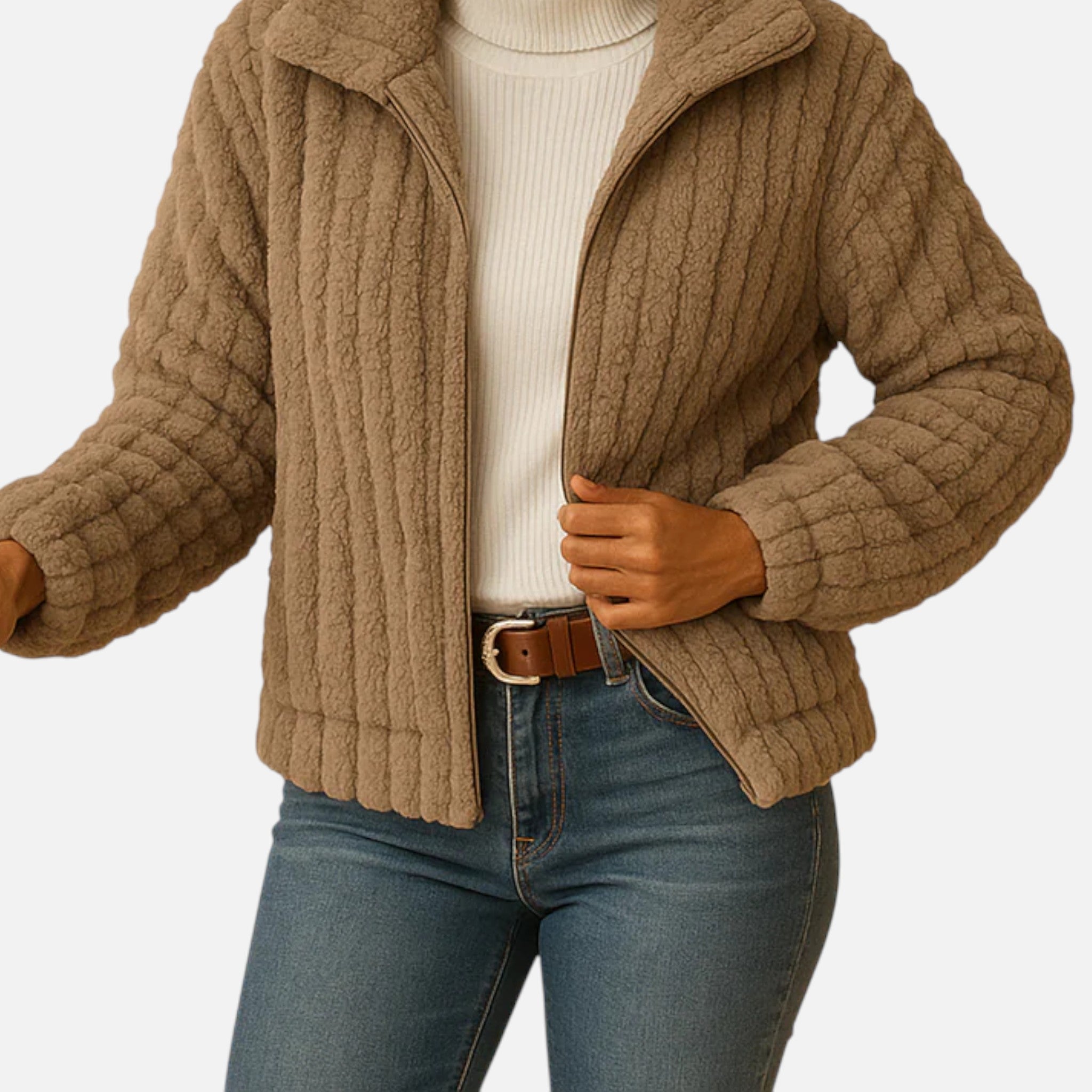 Sauvoire | Gilet Long Femme en Polaire – Col Montant Élégant