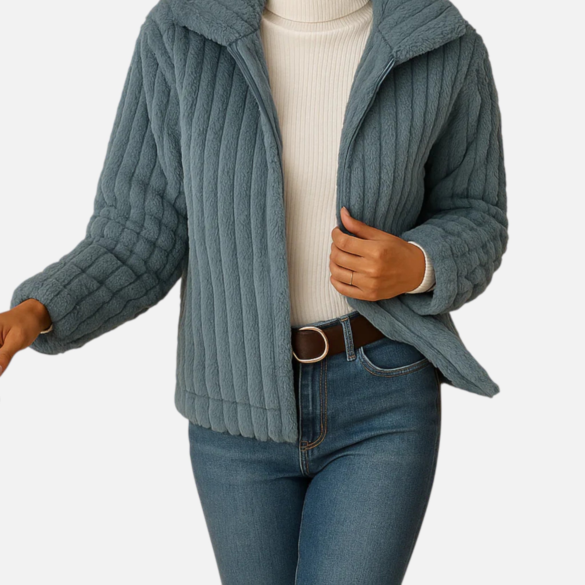 Sauvoire | Gilet Long Femme en Polaire – Col Montant Élégant