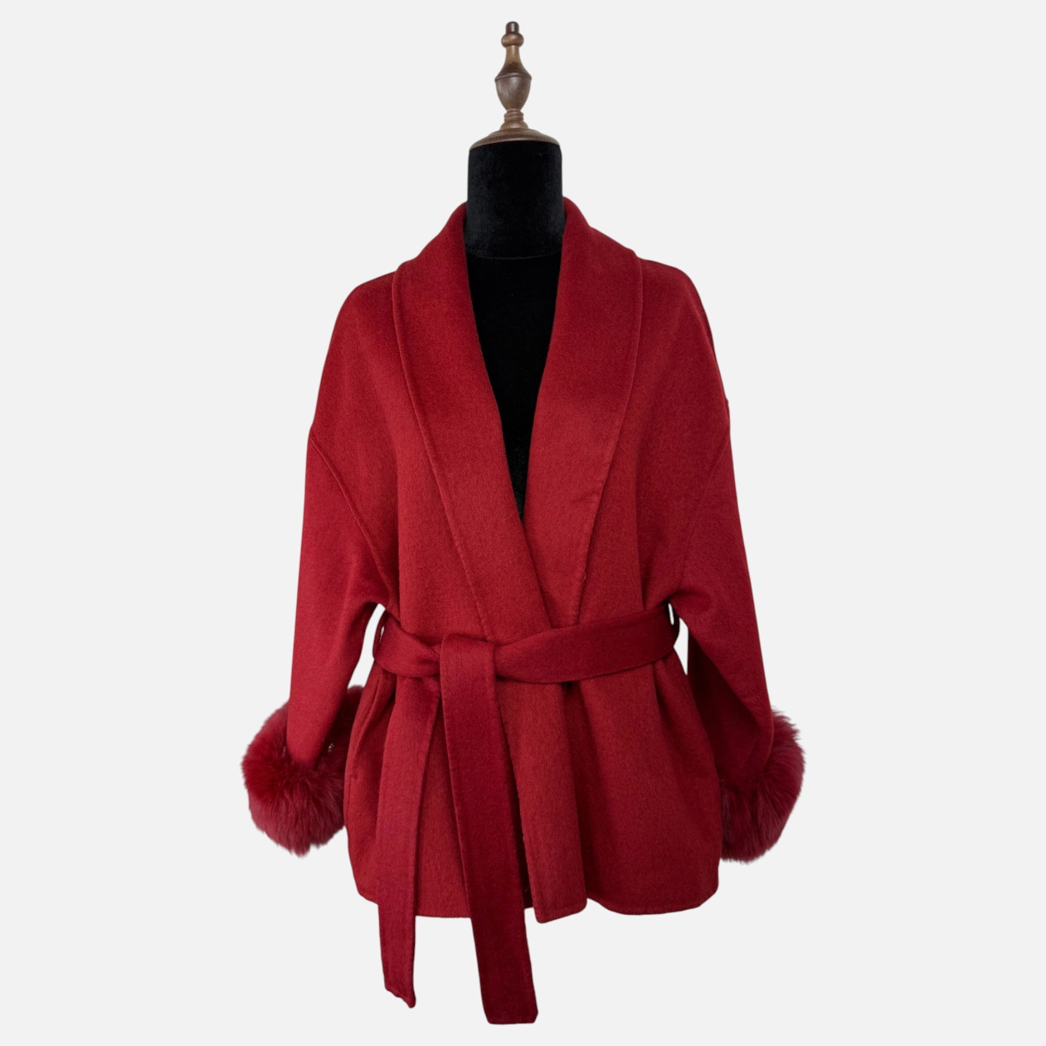 Sauvoire | Manteau Femme Laine Double-Face Col Fourrure Renard