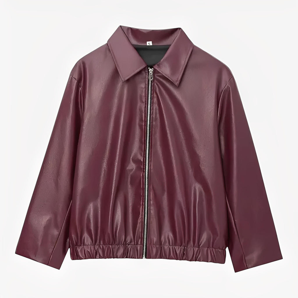 Sauvoire | Veste en similicuir bordeaux pour femme