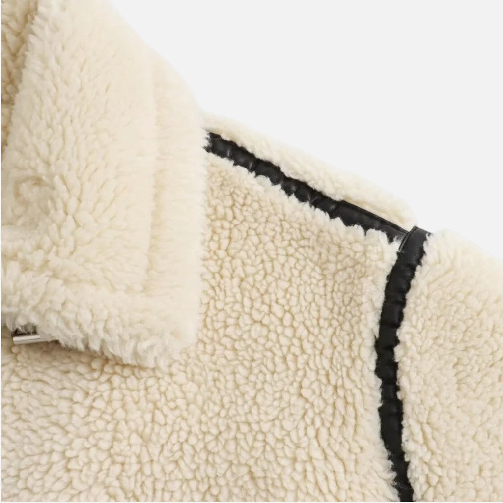 Sauvoire | Veste Femme en Similicuir avec Col en Fourrure Synthétique