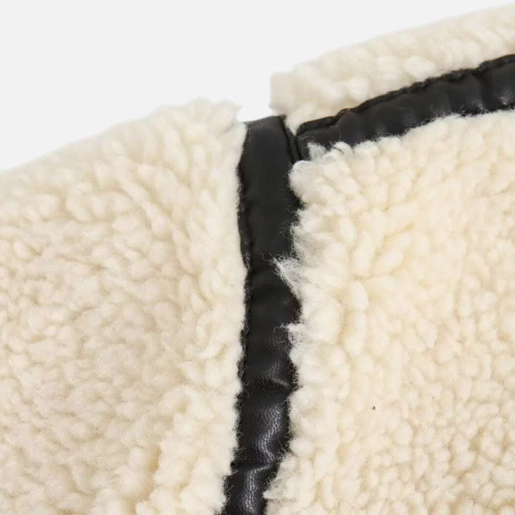 Sauvoire | Veste Femme en Similicuir avec Col en Fourrure Synthétique